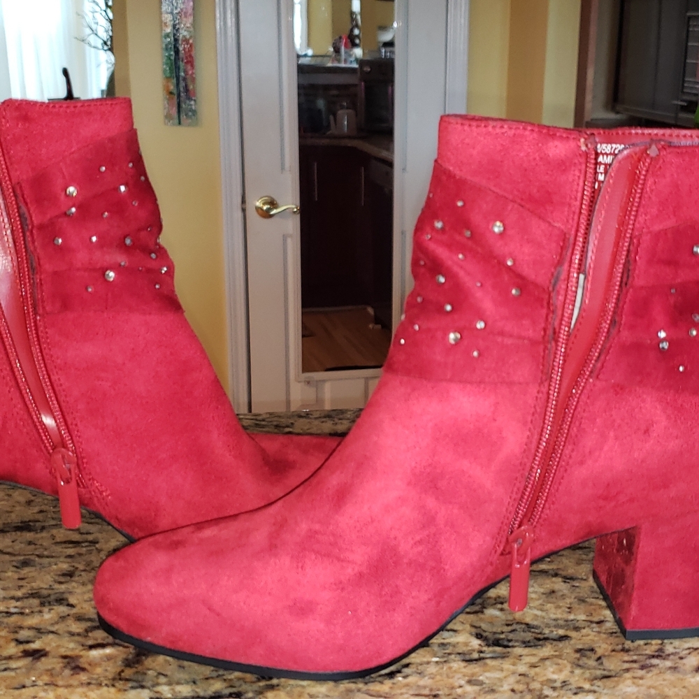 Ladies red ankle boot